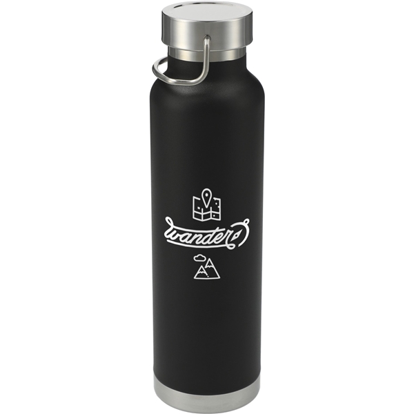 aerial view a black thor copper vacuum insulated 22oz water bottle, image 2 of 6