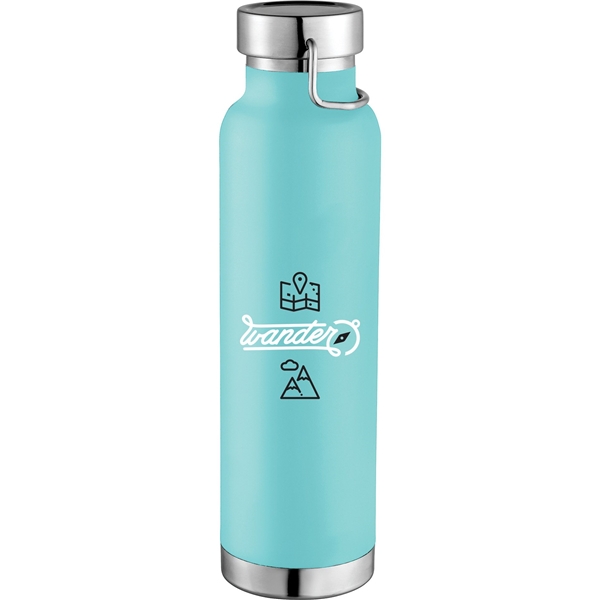 aerial view a mint green thor copper vacuum insulated 22oz water bottle, image 2 of 3
