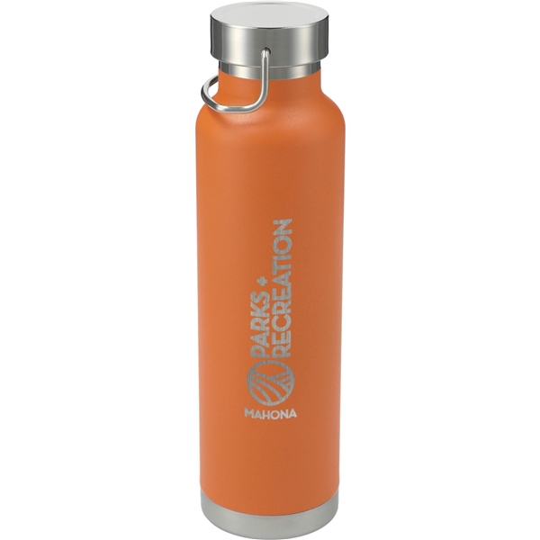 aerial view a orange thor copper vacuum insulated 22oz water bottle, image 3 of 5