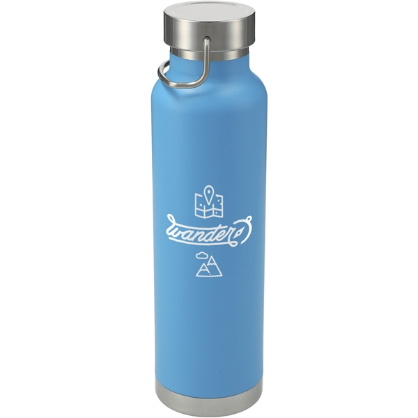 aerial view a process blue thor copper vacuum insulated 22oz water bottle, image 2 of 7