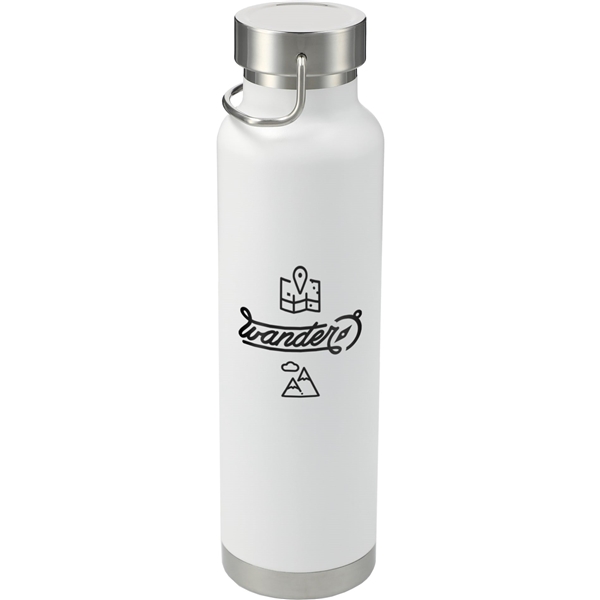 aerial view a white thor copper vacuum insulated 22oz water bottle, image 2 of 9