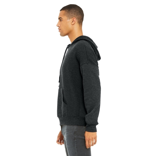 aerial view a dark grey heather bella+canvas (r) unisex sponge fleece pullover dtm hoodie, image 2 of 5