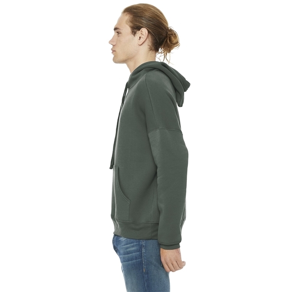 aerial view a military green bella+canvas (r) unisex sponge fleece pullover dtm hoodie, image 2 of 5