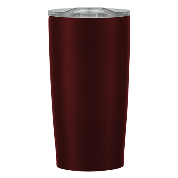 aerial view a maroon with clear lid 20 oz himalayan tumbler, image 2 of 6