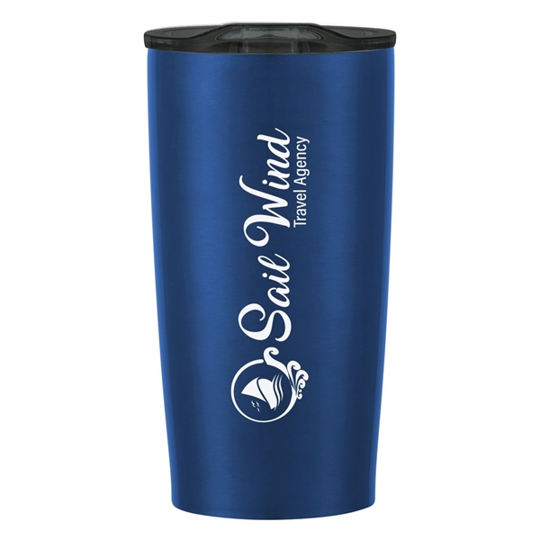 aerial view a metallic blue with charcoal lid 20 oz himalayan tumbler, image 5 of 6