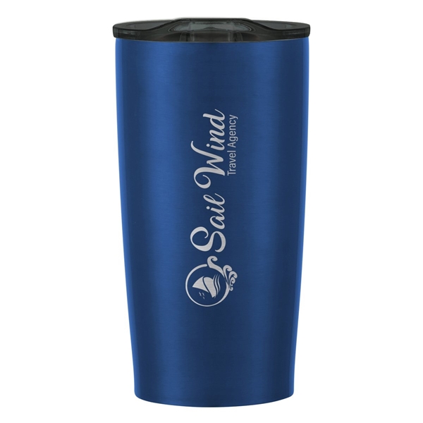 aerial view a metallic blue with charcoal lid 20 oz himalayan tumbler, image 6 of 6