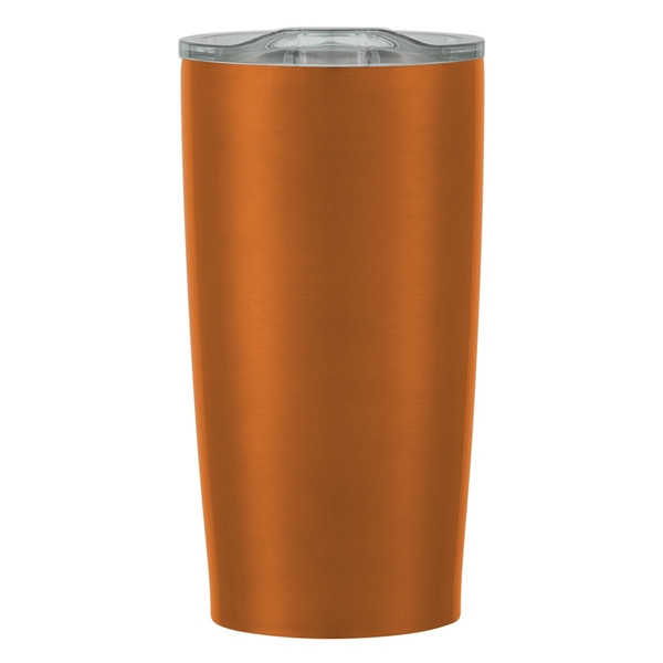 aerial view a metallic orange with clear lid 20 oz himalayan tumbler, image 2 of 6