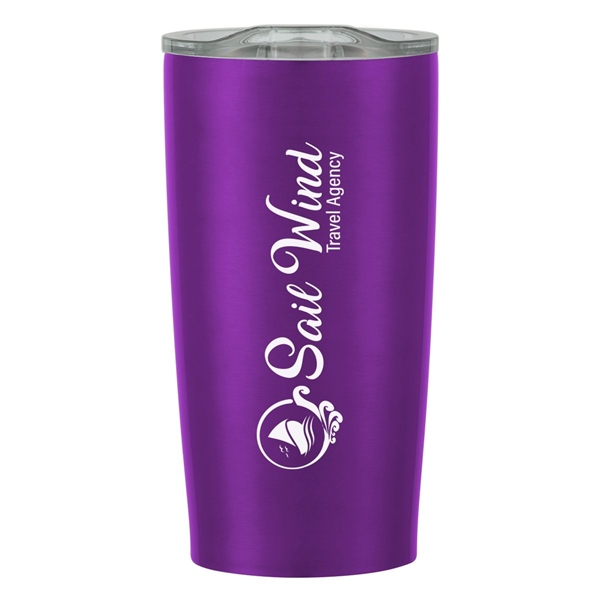 aerial view a metallic purple with clear lid 20 oz himalayan tumbler, image 5 of 6