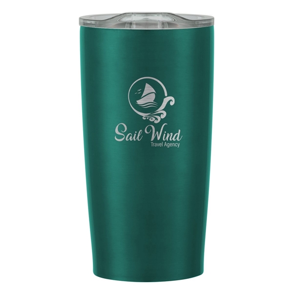 aerial view a metallic teal with clear lid 20 oz himalayan tumbler, image 3 of 6