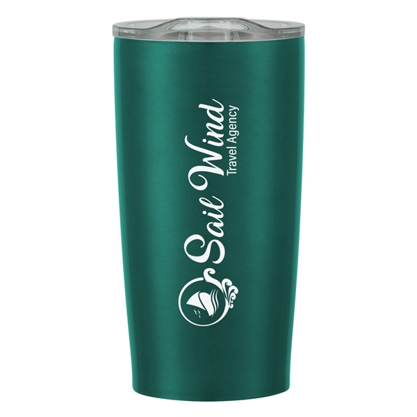 aerial view a metallic teal with clear lid 20 oz himalayan tumbler, image 5 of 6