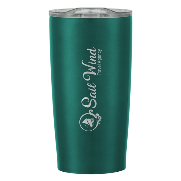 aerial view a metallic teal with clear lid 20 oz himalayan tumbler, image 6 of 6