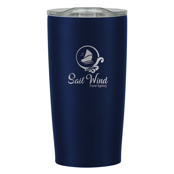 aerial view a navy with clear lid 20 oz himalayan tumbler, image 4 of 6