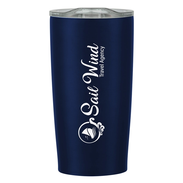 aerial view a navy with clear lid 20 oz himalayan tumbler, image 5 of 6