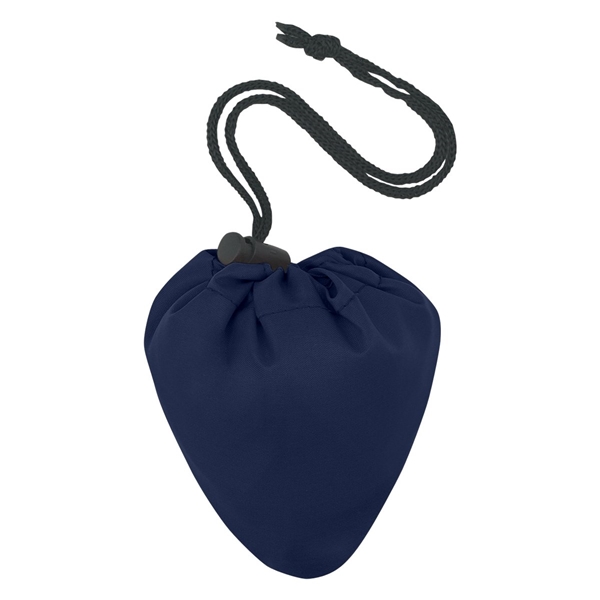 aerial view a navy 210 polyester foldaway tote bag, image 3 of 3