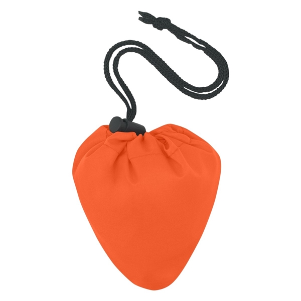 aerial view a orange 210 polyester foldaway tote bag, image 3 of 3