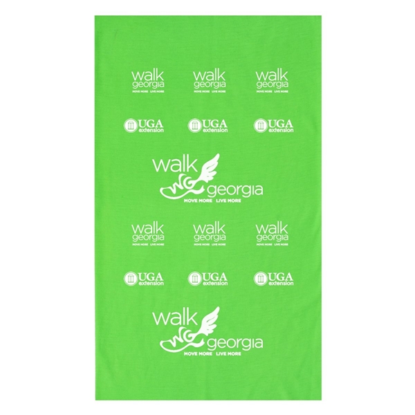 aerial view a lime green the fandana(tm) protective face covering - multi - functional head and neck wear - domestic production, image 2 of 4