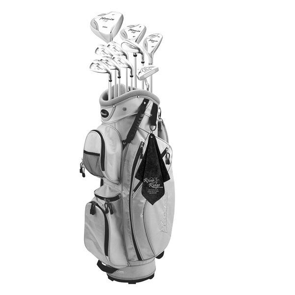 aerial view a black microfiber golf towel 12 x 12, image 7 of 7