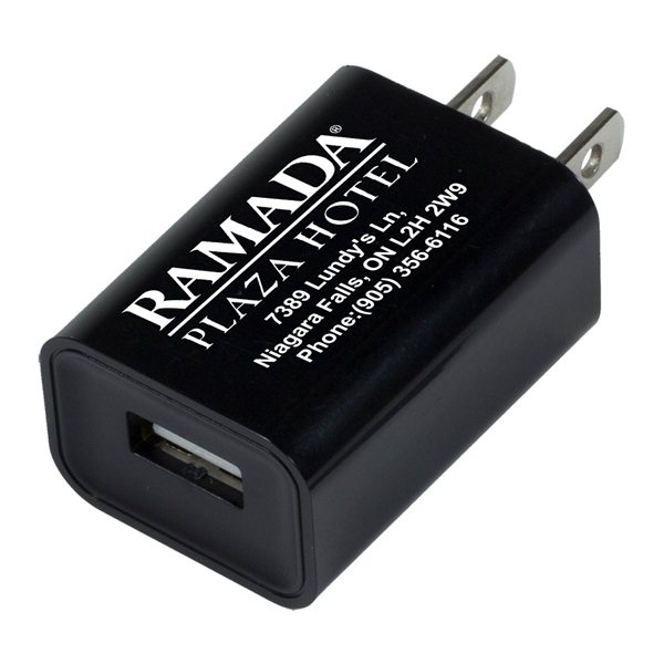 aerial view a black ul listed usb wall charger ac adapter, image 5 of 6