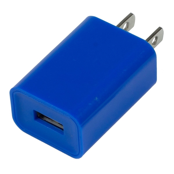 aerial view a blue ul listed usb wall charger ac adapter, image 3 of 9