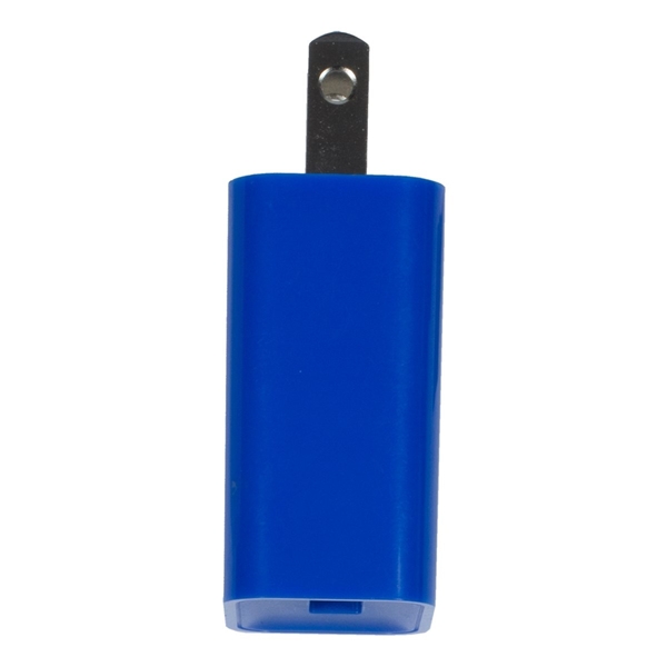 aerial view a blue ul listed usb wall charger ac adapter, image 4 of 9