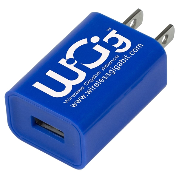 aerial view a blue ul listed usb wall charger ac adapter, image 5 of 9