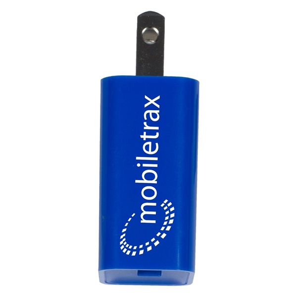 aerial view a blue ul listed usb wall charger ac adapter, image 6 of 9