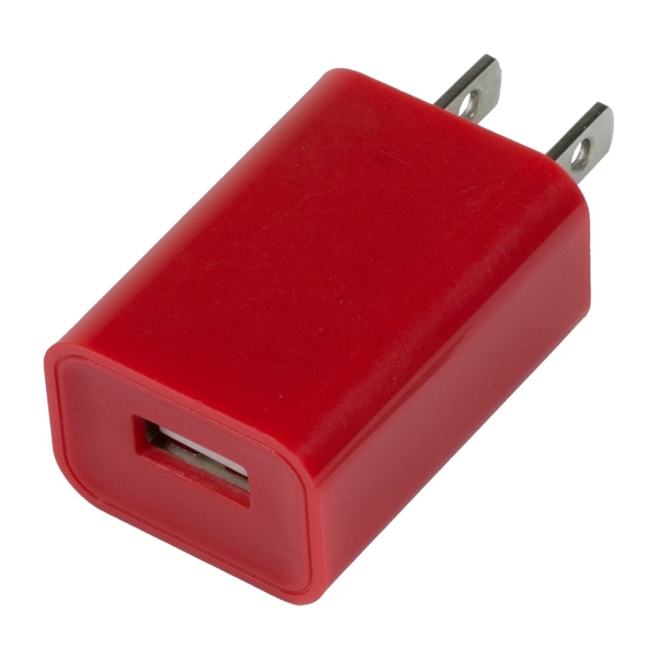 aerial view a red ul listed usb wall charger ac adapter, image 3 of 8