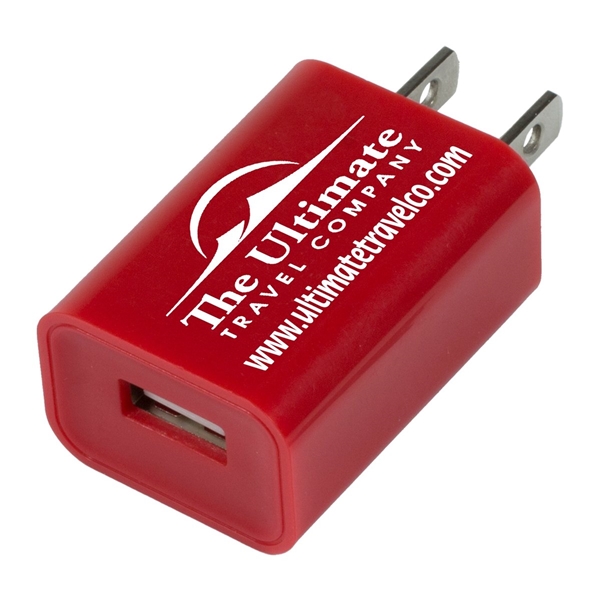 aerial view a red ul listed usb wall charger ac adapter, image 6 of 8