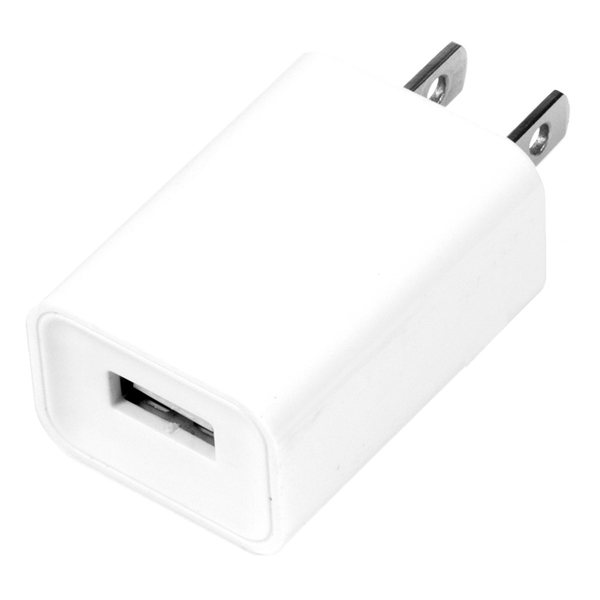 aerial view a white ul listed usb wall charger ac adapter, image 3 of 6