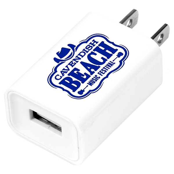 aerial view a white ul listed usb wall charger ac adapter, image 5 of 6