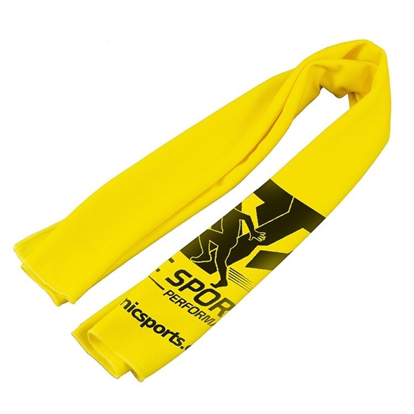 aerial view a yellow the rainier cooling neck towel, image 4 of 4