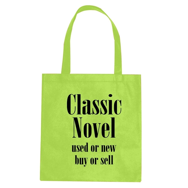 aerial view a lime green non - woven conference tote bag - multi color choices - 15 x 16, image 2 of 2