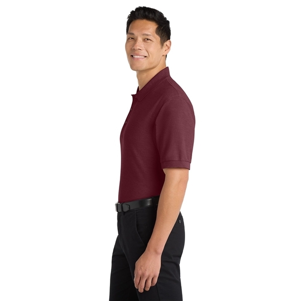 aerial view a burgundy port authority silk touch polo shirt, image 5 of 5