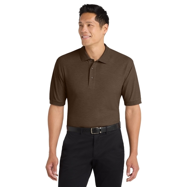aerial view a coffee bean port authority silk touch polo shirt, image 3 of 5