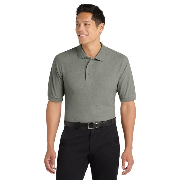 aerial view a cool grey port authority silk touch polo shirt, image 3 of 5