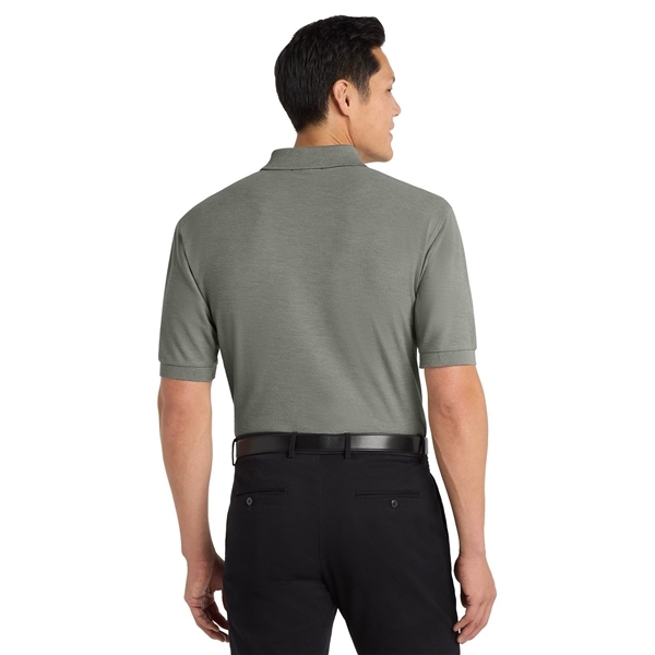 aerial view a cool grey port authority silk touch polo shirt, image 4 of 5