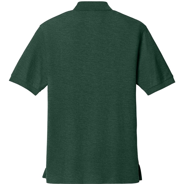 aerial view a dark green port authority silk touch polo shirt, image 2 of 5