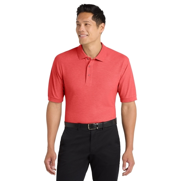 aerial view a hibiscus port authority silk touch polo shirt, image 3 of 5