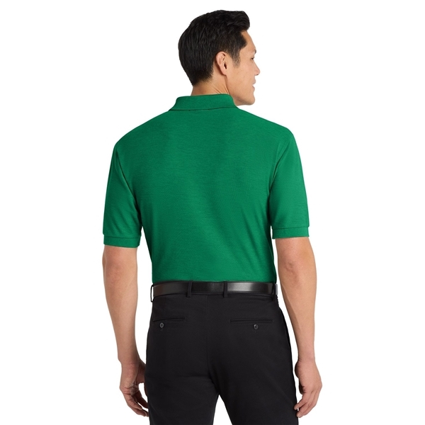 aerial view a kelly green port authority silk touch polo shirt, image 4 of 5