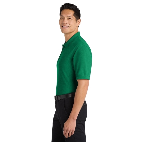 aerial view a kelly green port authority silk touch polo shirt, image 5 of 5