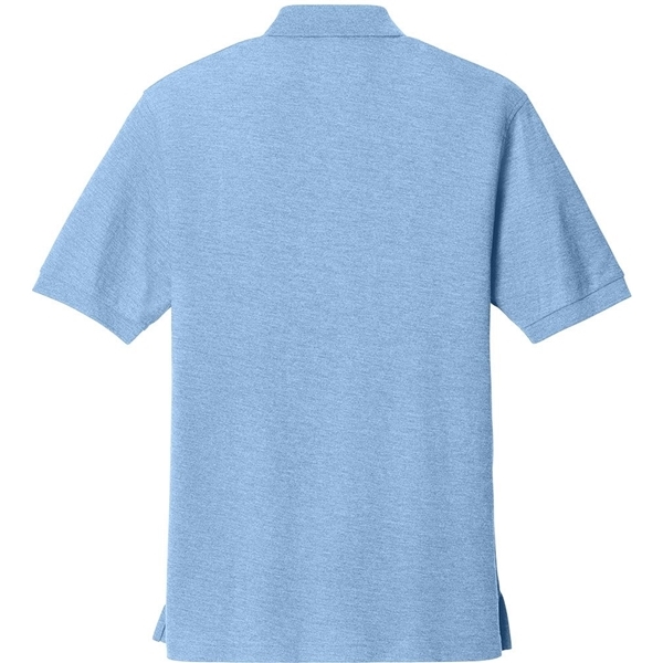 aerial view a light blue port authority silk touch polo shirt, image 2 of 5