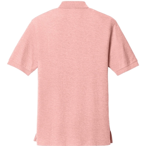 aerial view a light pink port authority silk touch polo shirt, image 2 of 5