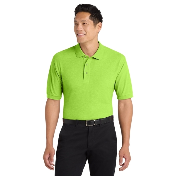 aerial view a lime port authority silk touch polo shirt, image 3 of 5