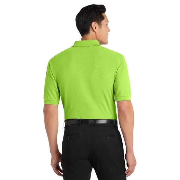 aerial view a lime port authority silk touch polo shirt, image 4 of 5