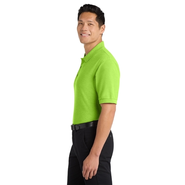 aerial view a lime port authority silk touch polo shirt, image 5 of 5