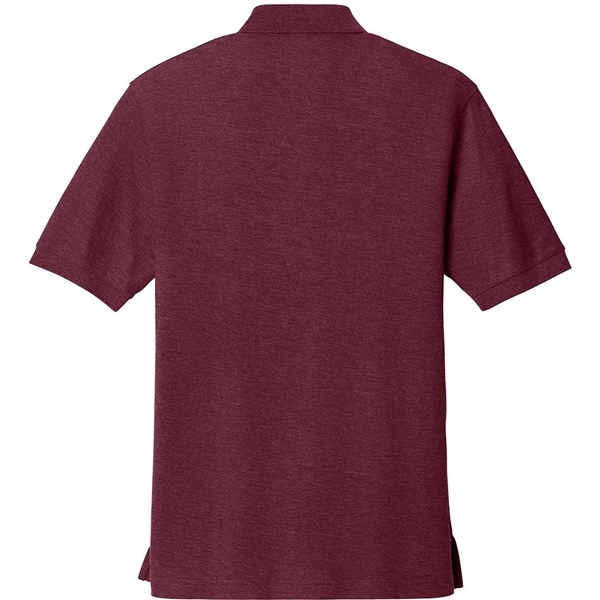 aerial view a maroon port authority silk touch polo shirt, image 2 of 5