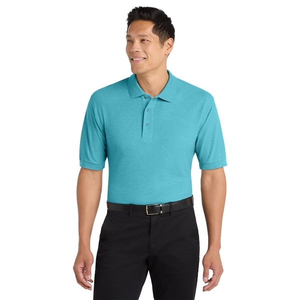aerial view a maui blue port authority silk touch polo shirt, image 3 of 5