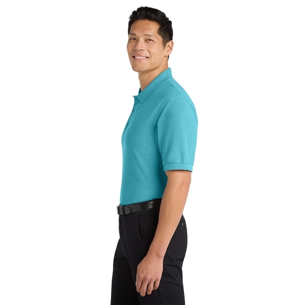 aerial view a maui blue port authority silk touch polo shirt, image 5 of 5