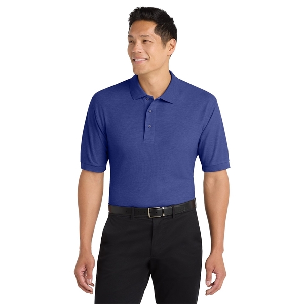 aerial view a mediterranean blue port authority silk touch polo shirt, image 3 of 5