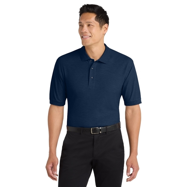 aerial view a navy port authority silk touch polo shirt, image 3 of 5